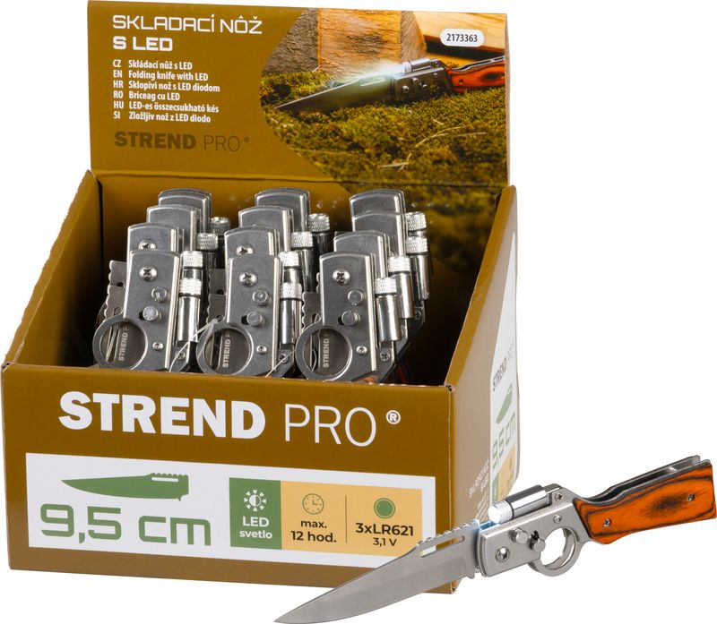 NOŽ SKLOPIVI S LED SVJETLOM, 210 MM, SELL BOX 12/1