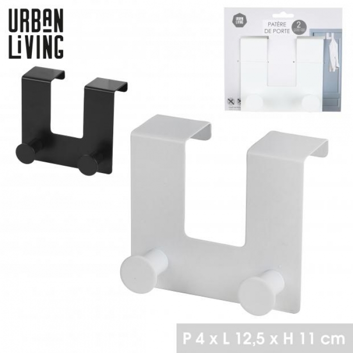 VJEŠALICA ZA VRATA CRNA/BIJELA S DVIJE KUKICE