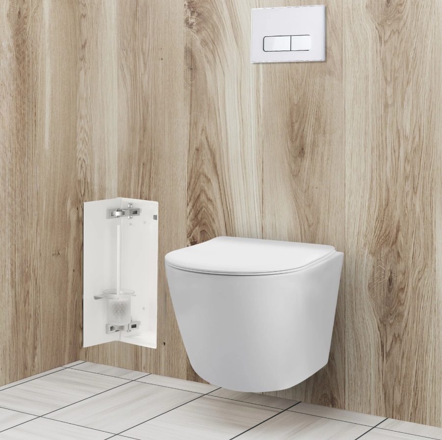 BALNEO UGRADNI DRŽAČ WC ČETKE, BIJELO STAKLO