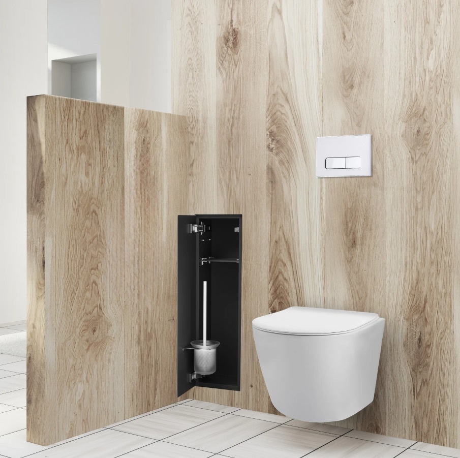 BALNEO UGRADNI DRŽAČ WC ČETKE, CRNO STAKLO