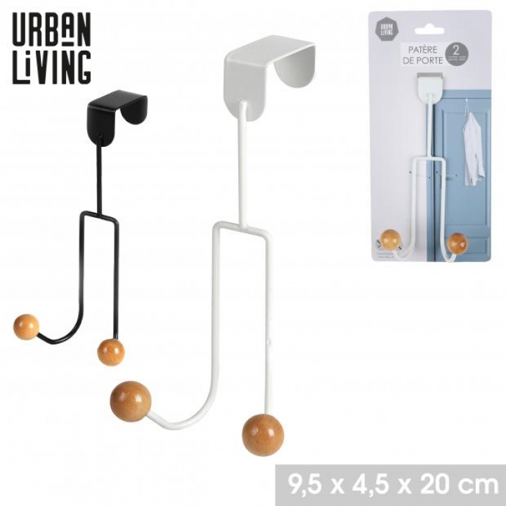 VJEŠALICA ZA VRATA S DVIJE KUKICE, CRNA I BIJELA, BLISTER